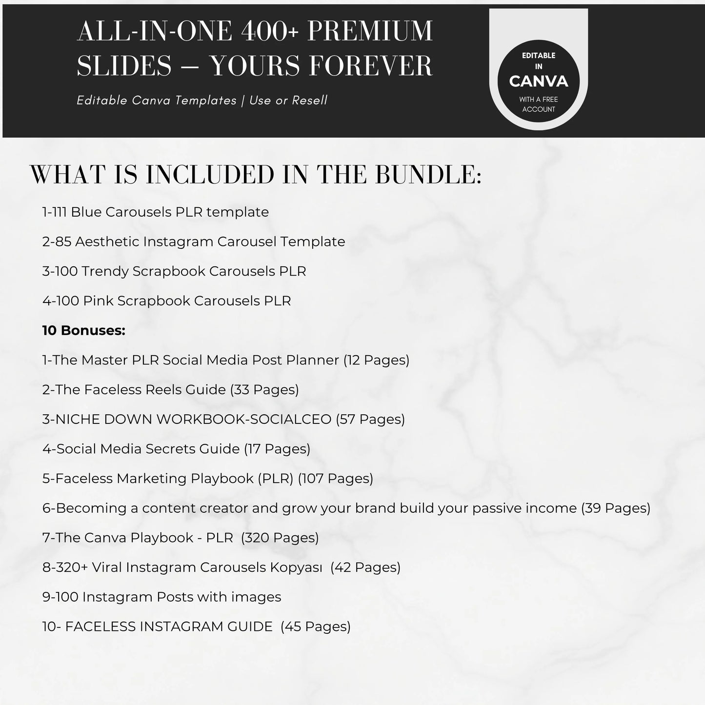 400+ Faceless Instagram Carousel Templates