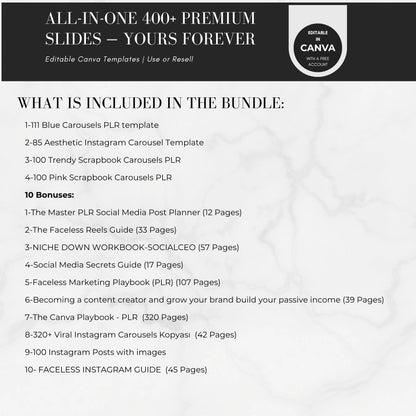400+ Faceless Instagram Carousel Templates