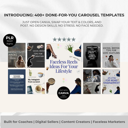 400+ Faceless Instagram Carousel Templates