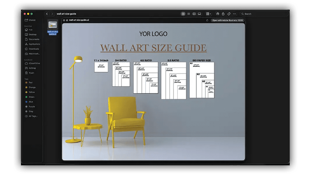 Wall Art size guide preview